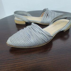 Mi.Im Sydney Grey Size 8.5 Flat Leather Slingback Shoe Pointy Toe